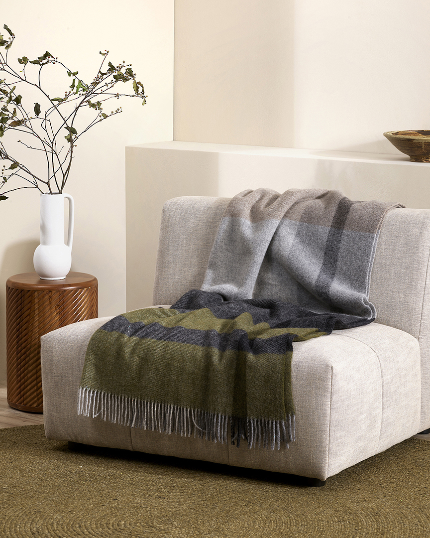 Baya | Brunswick 100 percent New Zealand Wool Throw | Olive image 0